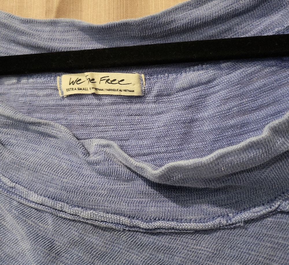 We The Free Light Blue Ribbed Knit Sweatshirt